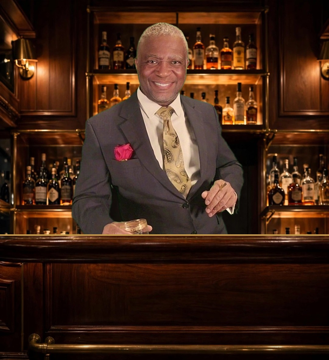 Race Robinson behind his bar